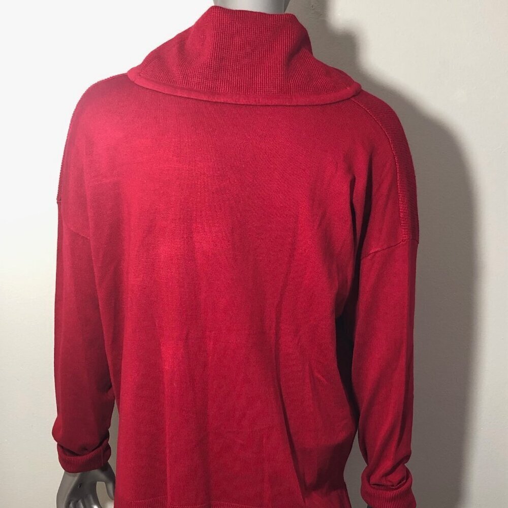 Jones New York Signature Sweater Womens Medium Red Cowl Neck Drawstring Holidays - Picture 7 of 10